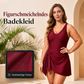 🎉 50% RABATT! Plus Size Badekleid Damen – Einteiliger Bademantelanzug in Uni-Farbe, figurschmeichelnd & mit Rock 🌊