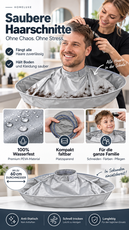 ✂️✨ Friseur-Umhänge mit Haarfang-Rinne – Sauberer Haarschnitt & Schutz vor herunterfallenden Haaren