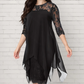 Elegantes Kleid mit High-Low-Saum und Spitzenüberzug für Damen