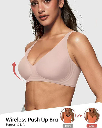 ⏳Begrenzte Zeit 49% Rabatt💥Nahtloser Push-up-BH mit tiefem V-Ausschnitt und ohne Bügel