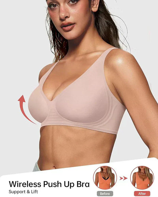 ⏳Begrenzte Zeit 49% Rabatt💥Nahtloser Push-up-BH mit tiefem V-Ausschnitt und ohne Bügel