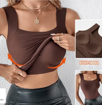 💥Damen Thermo-Tanktop mit U-Ausschnitt und integriertem BH