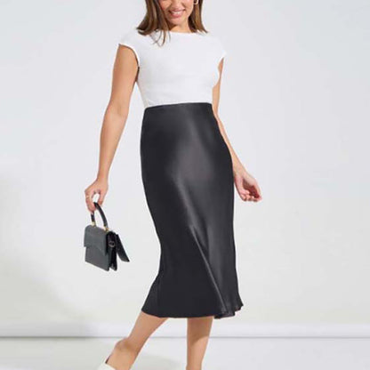 👗Ein klassischer und eleganter hochtaillierter Midirock, geeignet für Damen.