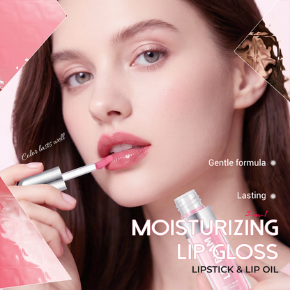 💄💄3-in-1-Lippenpflegeprodukt: Feuchtigkeitsspendender Lipgloss, Lippenstift und Lippenöl