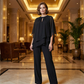📣 49% Rabatt🔥🎉 Eleganter Zweiteiler: Bluse mit asymmetrischem Saum & weite Hose