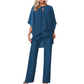 📣 49% Rabatt🔥🎉 Eleganter Zweiteiler: Bluse mit asymmetrischem Saum & weite Hose