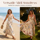 💐Frühlings-Sonderangebot: 49% Rabatt!!🌿🌸 Plus-Size-Midikleid mit Blumenmuster und Spaghettiträgern