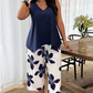 🌸 NUR FÜR KURZE ZEIT: 55 % RABATT! ✨ Set aus asymmetrischem Damenoberteil und Caprihose mit Blumenmuster – vielseitig, farbenfroh, bequem 🌺