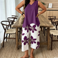 🌸 NUR FÜR KURZE ZEIT: 55 % RABATT! ✨ Set aus asymmetrischem Damenoberteil und Caprihose mit Blumenmuster – vielseitig, farbenfroh, bequem 🌺