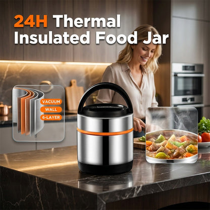 💼🔒 Auslaufsichere Thermos-Lunchbox 1,2L – 100% Dicht für Büro, Schule & Picknick | Mit Edelstahl-Schüsseln