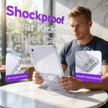 Transparente, stoßfeste Tablet-Hülle mit integriertem Ständer