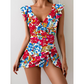 Figurformendes Badekleid mit Blumenmuster