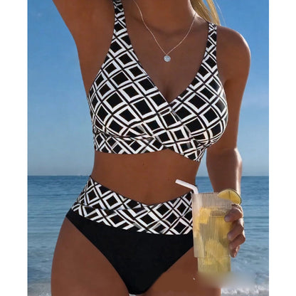 Zweiteiliges Bikini-Set für Damen mit hohem Bund