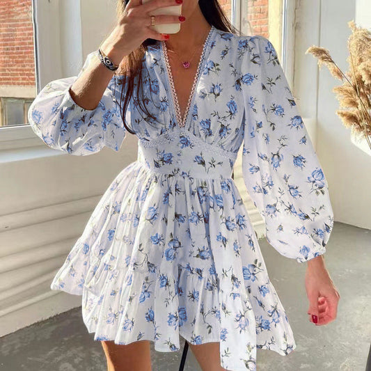 🎉Nur für kurze Zeit! 🎉Romantisches Sommerkleid für Damen🌸 | Blumenmuster & Laternenärmel | Figurschmeichelnd & bequem🎀💃