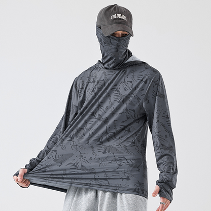 🛡️ UV-Schutz Shirt Herren Damen – Mit Kapuze & Face Mask, 360° Schutz, Ice Cooling, 4-Wege-Stretch, UPF 50+, für Laufen, Radfahren, Angeln