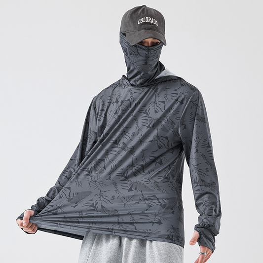 🛡️ UV-Schutz Shirt Herren Damen – Mit Kapuze & Face Mask, 360° Schutz, Ice Cooling, 4-Wege-Stretch, UPF 50+, für Laufen, Radfahren, Angeln