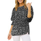 ⚫⚪Damen Casual Polka-Dot Bluse mit 3/4-Ärmeln ✨ Bequeme 3/4 Arm Freizeitbluse für Frauen