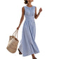 ⏳Zeitlich begrenztes Angebot: 50 % Rabatt⏰ Damen Ärmelloses Gestreiftes Maxikleid🎀👗
