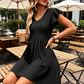✨Damen-Sommerkleid mit V-Ausschnitt und flatternden Ärmeln 🌿 Lässiges Mini-Kleid für den Urlaub