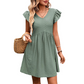 ✨Damen-Sommerkleid mit V-Ausschnitt und flatternden Ärmeln 🌿 Lässiges Mini-Kleid für den Urlaub