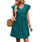 ✨Damen-Sommerkleid mit V-Ausschnitt und flatternden Ärmeln 🌿 Lässiges Mini-Kleid für den Urlaub