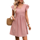 ✨Damen-Sommerkleid mit V-Ausschnitt und flatternden Ärmeln 🌿 Lässiges Mini-Kleid für den Urlaub