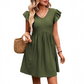 ✨Damen-Sommerkleid mit V-Ausschnitt und flatternden Ärmeln 🌿 Lässiges Mini-Kleid für den Urlaub