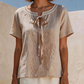 💖Sommer-Sale 2026 – 50 % Rabatt💥Elegantes Damen-Top mit Spitzenbesatz und Bindeband am Hals