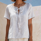 💖Sommer-Sale 2026 – 50 % Rabatt💥Elegantes Damen-Top mit Spitzenbesatz und Bindeband am Hals