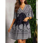 Women's Floral Print V-Neck Short Sleeve Dress