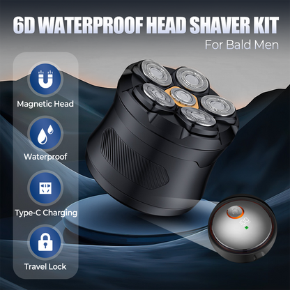 6D Wasserdichter Kopfrasierer-Set für Glatzenträger