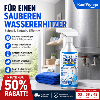 ⚡Schnellwirkender Entkalker‑Spray für Warmwasserspeicher | Kalk‑Reiniger für Warmwassergeräte