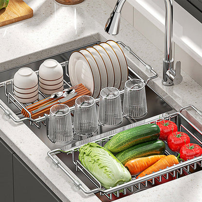 🍽️✨ Ausziehbarer Abtropfkorb für die Spüle – Erweiterbares Metallgestell mit Schnellablaufdesign