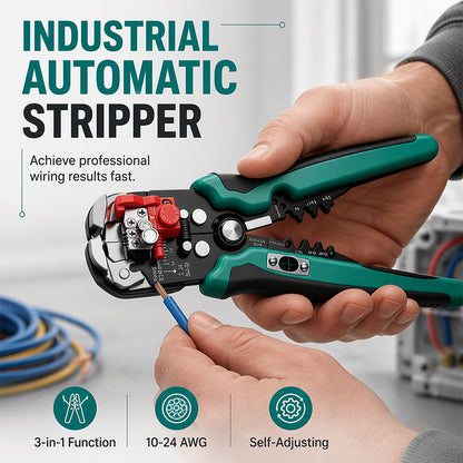 🔧⚡ 3-in-1 Industrielle Abisolierzange mit automatischer Einstellung – Schneiden, Abisolieren & Crimpen für Profis | Premium Qualität
