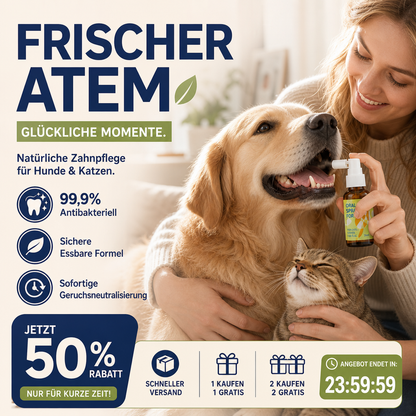 🐶🐱 50 % RABATT JETZT! 🌿 Atemfrischespray für Hunde und Katzen